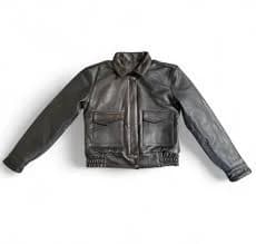 Oversized Brown Leather Jacket 90s Women Genuine Leather Bomber Oversize Jacket