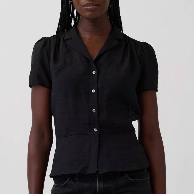 Gap Women's Sheer Button-Front Peplum Top