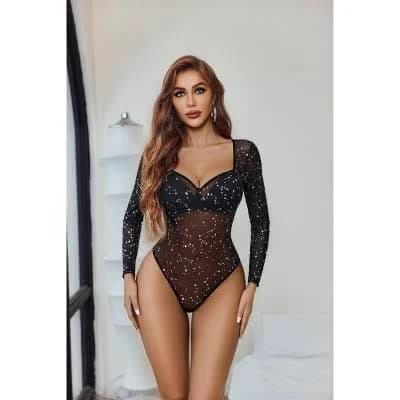 Avidlove Women's Mesh Sheer Leopard Print Bodysuit