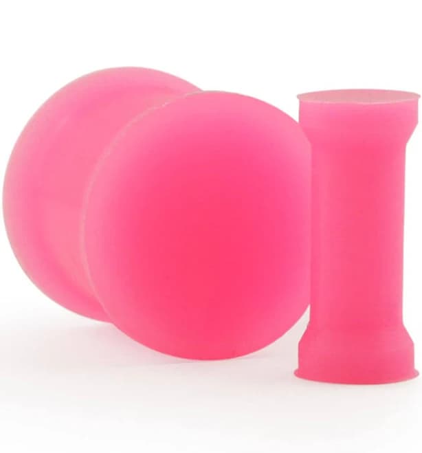 Double Flare Pink Silicone Plugs (CLOSE OUT) - 0G (pair)