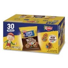 Mini Cookie Snack Packs, Chocolate Chip/MandMs, 1.6 oz Pouch, 30 Pouches/Carton