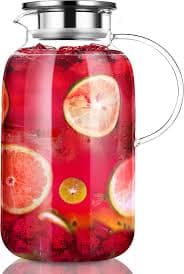 Glass Pitcher，85oz/2500ml Jug with Lid,Glass Carafe for Hot/Cold Water, Iced Tea Pitcher, Pitcher for Coffee : Amazon.sg: Home