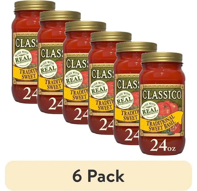 (6 pack) Classico Traditional Sweet Basil Pasta Sauce, 24 oz Jar