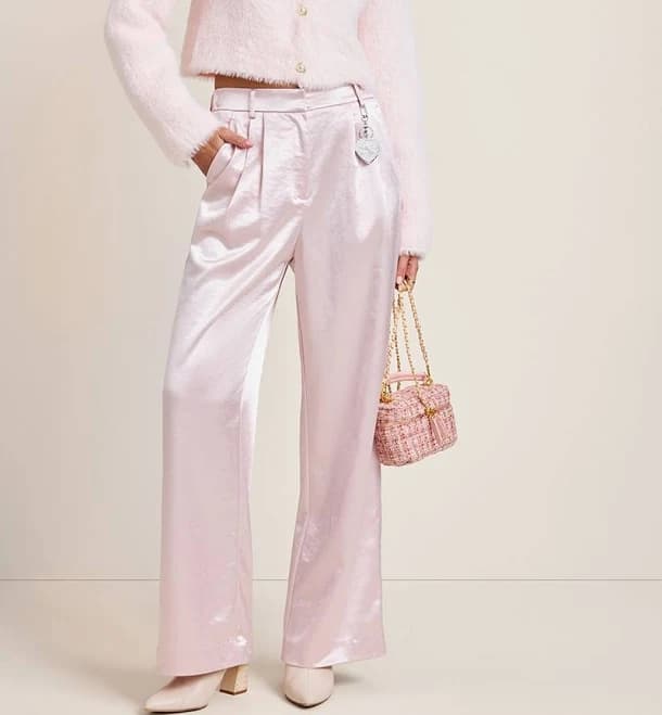 Francesca's Courtney Satin Trouser Pants