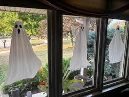 Spooky Ghost Halloween Decor with string | Mercari