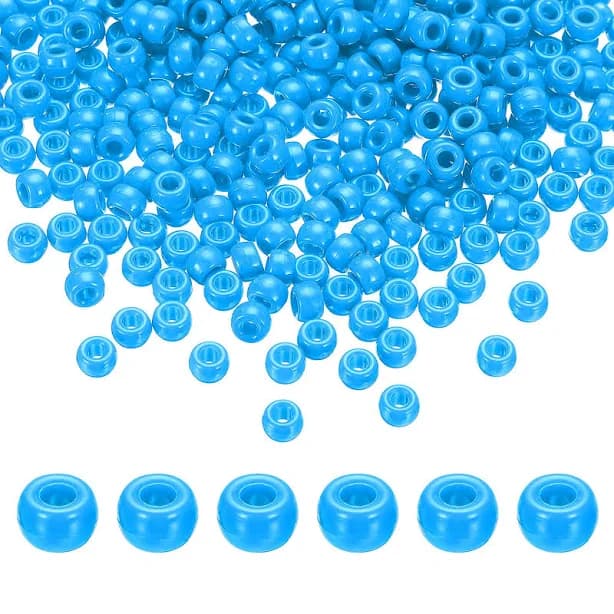 harfington 1000Pcs Pony Beads 6x9mm Acrylic Bulk Plastic Barrel Bead for Necklace Key Chain Jewelry Making Earring Hair Braiding