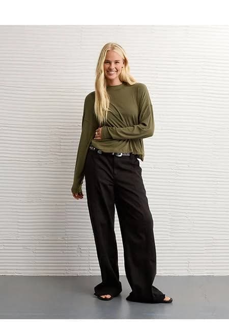 AE Women's Soft & Sexy Long Sleeve Mockneck T-Shirt