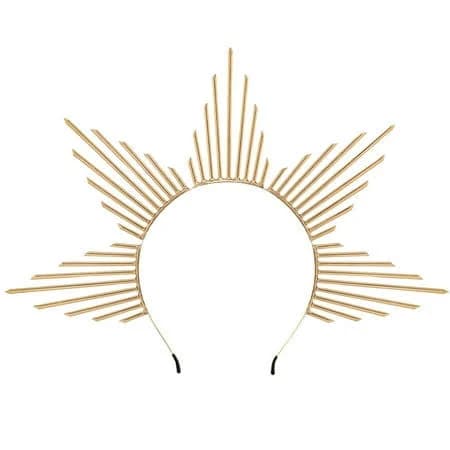Crown Headpiece - Renfaire Handmade Sun Goddess Headband Fantasy Virgin Mary Sunburst Headpiece for Women Wedding Renaissance Costume Halloween, Adult