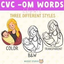 CVC -OD -OM Word Family Clipart by Muggy Studio | TPT