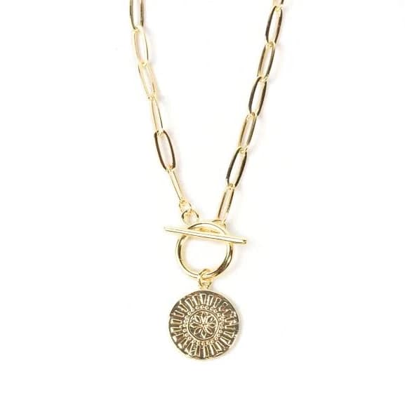 Amy Waltz Designs 14K Gold Plated Gold Medallion Necklace