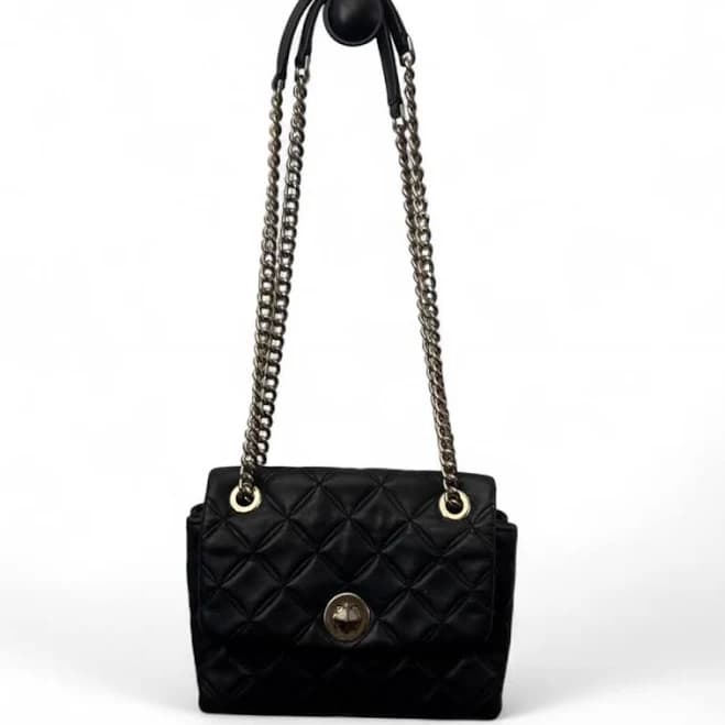 Kate Spade Bags | Kate Spade Quilted Leather Shoulder Bag Black Gold Chain Strap Spade Turnlock | Color: Black | Size: Os | Michaelasand630's Closet