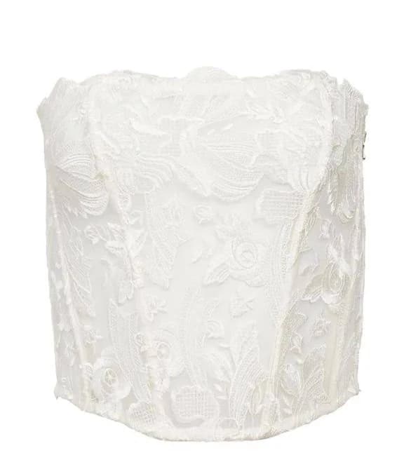 Fleur du Mal Lola Bow Embroidery Corset Top
