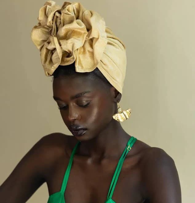Fanm Djanm Luxe Pearl Dupioni Silk Champagne Luxury Headwrap