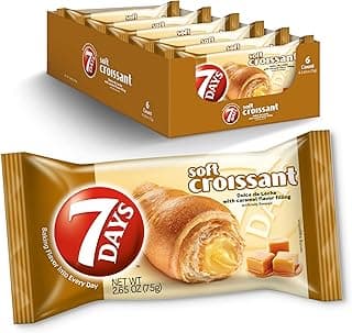 7Days Soft Croissant, Caramel - Dulce De Leche, Breakfast Pastry, Individually Wrapped On The Go Snack, Non-GMO (Pack of 6)