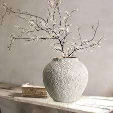 Rustic White Ceramic Vase Farmhouse Round Flower Clay Pottery Large Terracotta Floor Vases for Decorative Centerpiece Vintage Home Decor Aesthetic for Living Room Bedroom Table Entryway : Amazon.sg: Home