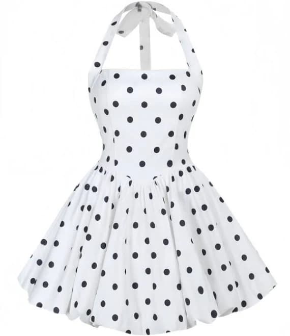 Halter Backless A-Line Polka Dot Mini Dress