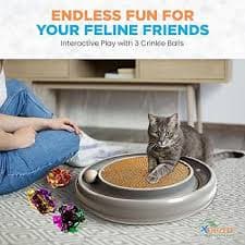XQUZITE Cat Ball Track - Scratcher Toy for Cats, Indoor Interactive Kitten Play Scratch Wheel - Complete with 3 Cat Crinkle Balls : Amazon.ae: Pet Supplies