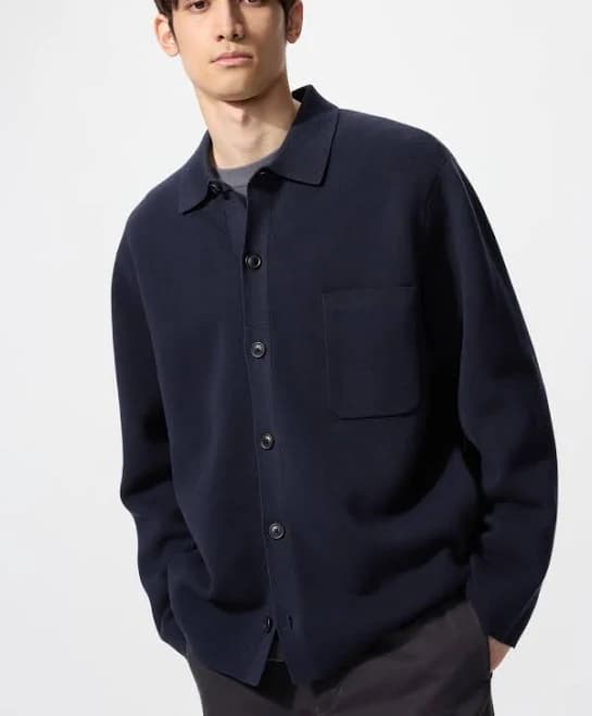 UNIQLO Milano Ribbed Shirt Collar Cardigan
