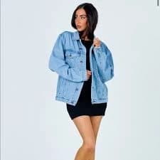 Princess Polly Western Denim Jacket in Pale Blue