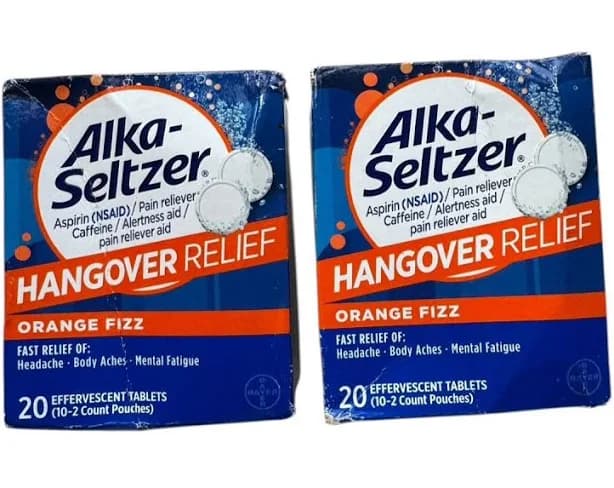 2x Alka-seltzer Hangover Relief Effervescent Tablets - 2 X 20 Count -