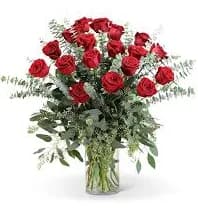 Red Roses with Eucalyptus Foliage