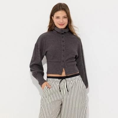 Wild Fable Women's Ribbed Brushed Button Cardigan