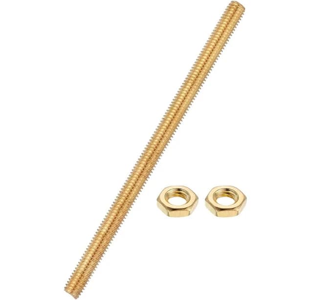 Unique Bargains Brass Fully Threaded Rod Pitch Right Hand Threads Studs with Solid Brass Hex Nuts Long Threaded Screw Rods