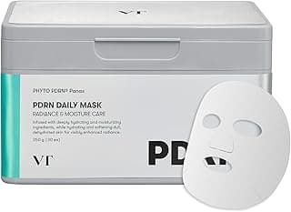 VT COSMETICS PDRN Daily Mask 30 Sheets, Vegan PDRN for Skin Restoration & Radiance, Hydrating & Moisturizing, Anti-Aging, Plumping Effect, Korean Face Mask (350g)