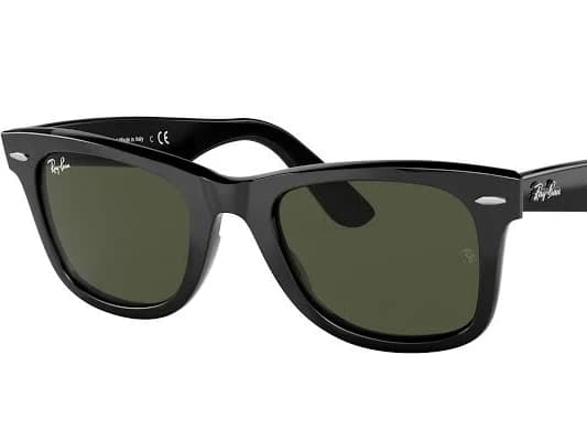RAY-BAN RB2140 Original Wayfarer Bio-Based Black - Sunglasses, Green Lens