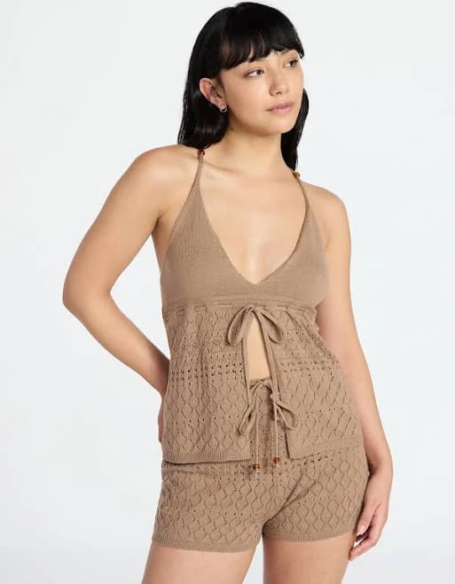 No Boundaries Cami Top with Beads and Shorts Set