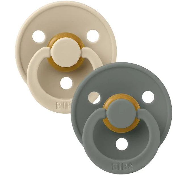 Pacifiers - Set of 2 | Colour Pacifier with Anatomical Nipple | BPA-Free Natural Rubber | Made in Denmark | Ivory / Sage, 0-6 Months