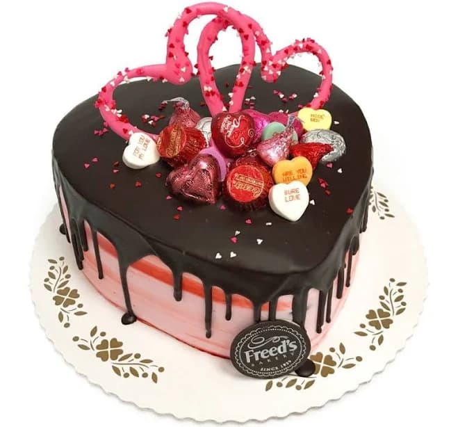 Heart Shaped Chocolate Ganache Drip Cake Heart Cake w/ Bavarian Cream