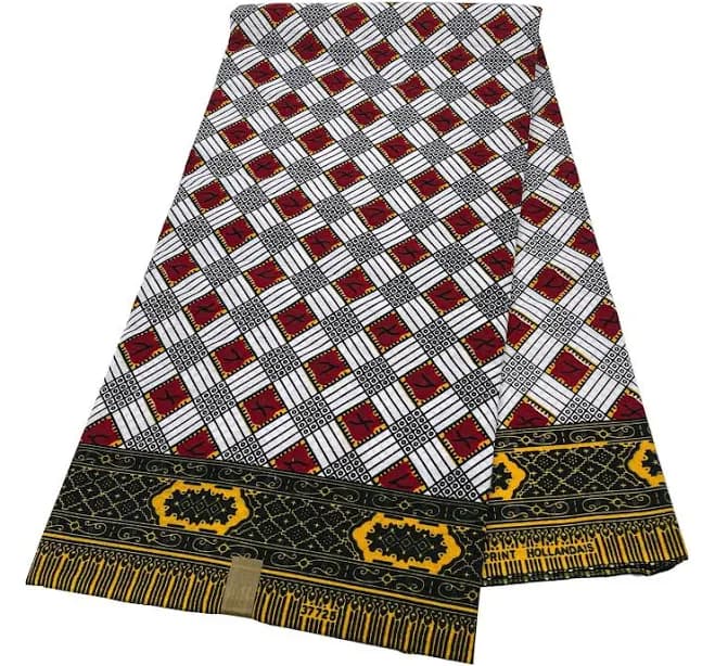 Red, Grey & Yellow Wax Print Fabric