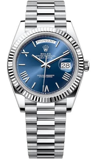 Rolex Day-Date 40 Ice-Blue Dial Platinum President Men's Watch