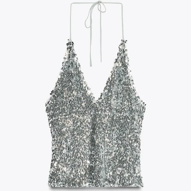 Zara Women's Sequin Halter Top