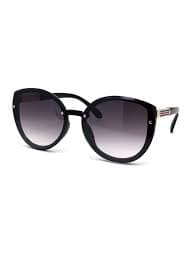 Womens Luxury Designer Fashion Oversize Round Cat Eye Sunglasses Black Gold Smoke - Walmart.com