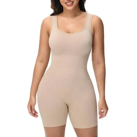 Manifique Women's Shaping Mid-Thigh Bodysuit with Tummy Control