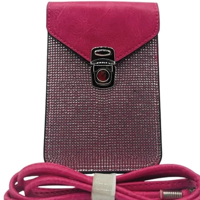 Rhinestone Pink Cell Phone Crossbody Bag