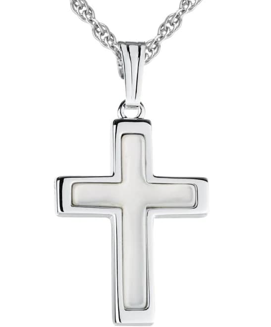 Macy's Sterling Silver Mother of Pearl Cross Pendant Necklace