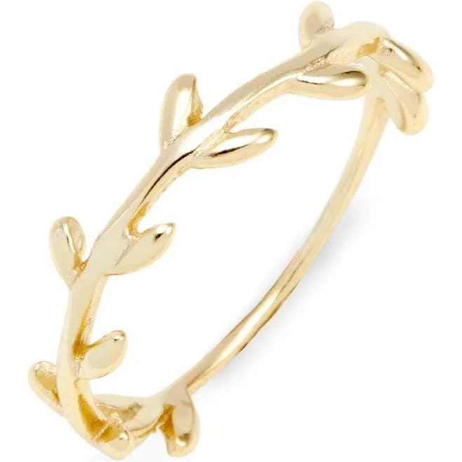 Leaf Branch Stackable Gold Ring