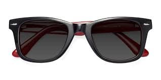 Black/Wine Medium Thick Trapezoid Tinted Sunglasses with Gray Sunwear Lenses - Rocky