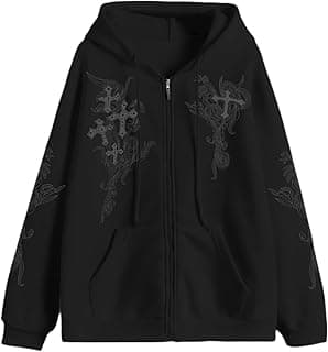 Zip Up Hoodies Y2k Jacket Graphic Gothic Jackets Grunge Cross Hoodie Baggy Streetwear Emo Sweater Aesthetic Clothes