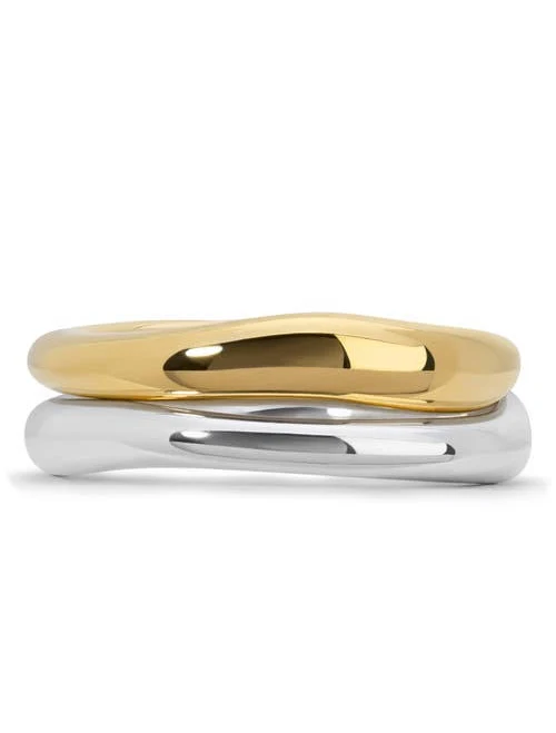 Monica Vinader Women's 18K Gold Vermeil Stacking Rings (Set of 2)