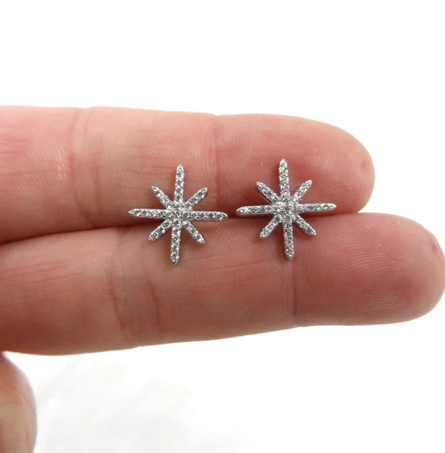 Sterling Silver Starburst Stud Earrings