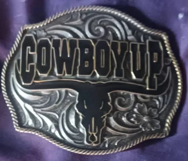 Montana Silversmiths Men's Belt Buckle Cowboy Up Steer Skull