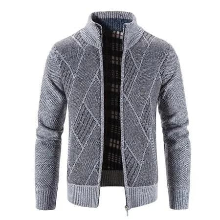 Men's Casual Mock Neck Ribbed Knit Sweatshirt