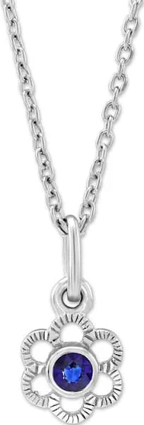 Sterling Silver Blue Crystal Flower Pendant