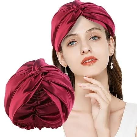 Extra Large Satin Bonnet Sleep Cap for Women Reversible Adjustable Design for Curly Natural Hair, Size: One size, Red