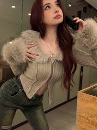 Fur Collar Grey Cropped Cardigan Sleeve V Neck Sexy Sweaters Sueter Tops Pull Knitted Sweater Jacket Chic Retro - AliExpress