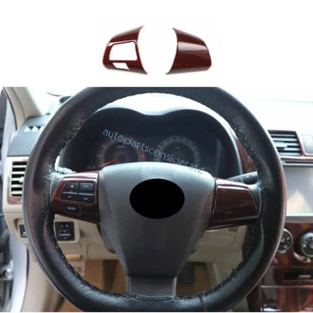 2009-2013 Toyota Corolla For Interior Trim Set Bright Wood Grain Steering Wheel Control Cover | Brown | Plastic | Polished